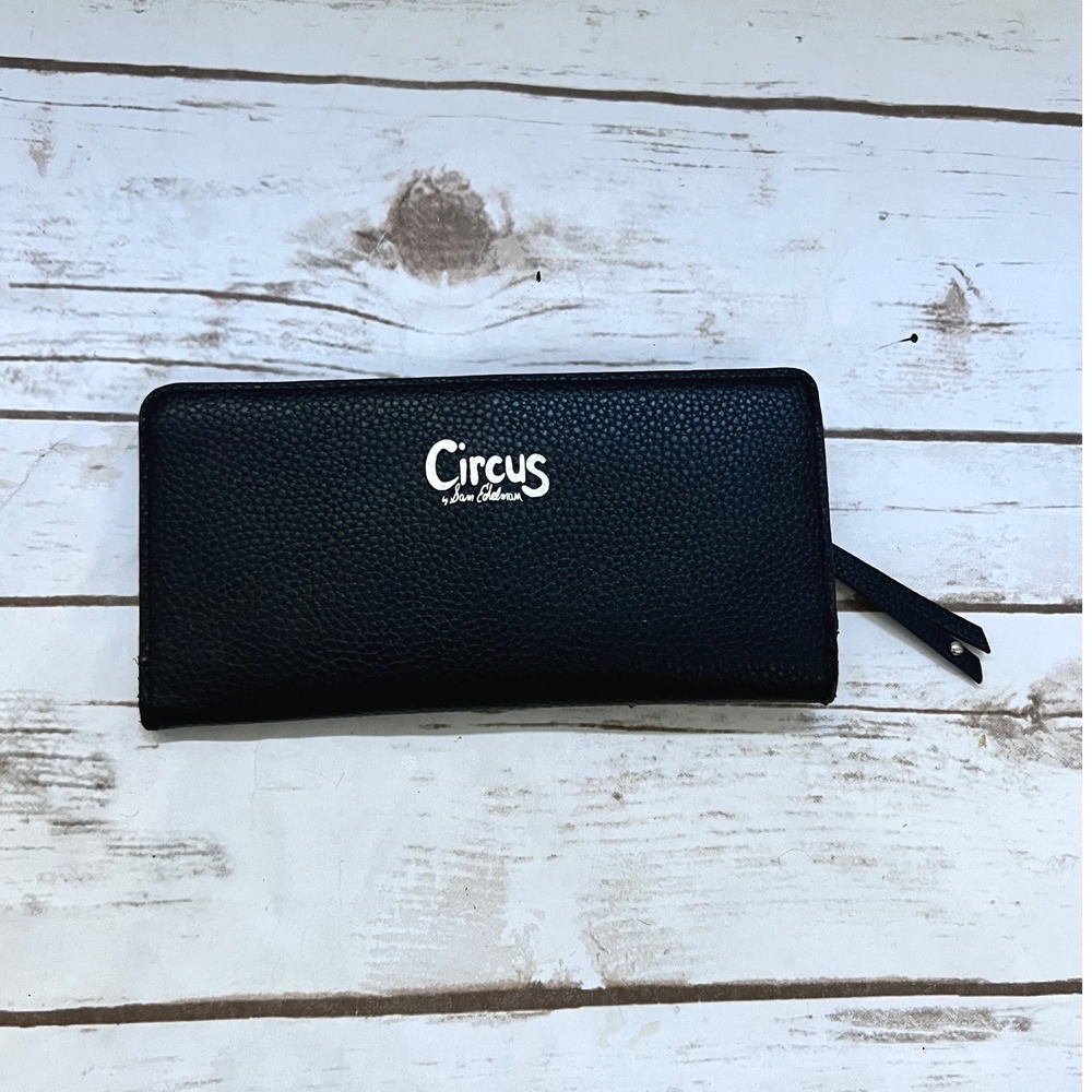 Circus by Sam Edelman Wallet Black Pebbled Vegan Leather Slim Bifold OS
